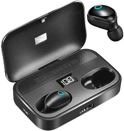 Бездротові навушники BlueTEK T28 TWS Bluetooth 5.0, Powerbank 3000мАг, IPX7 Водонепроникні, 120 годин роботи, Чорні Київ