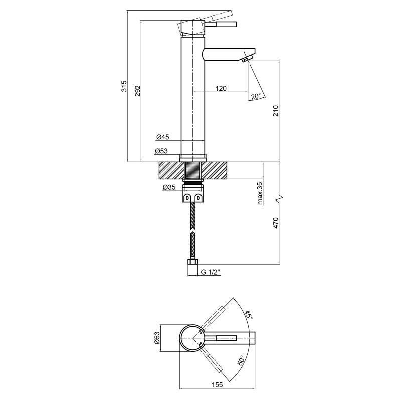 Смеситель Lidz Aria 001FH (k35) LDARI001FHNKS34938 для раковины, однорычажный, высокий, нержавейка, Nickel Харьков - изображение 2