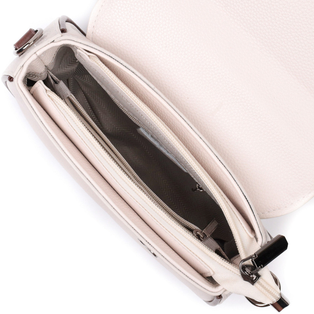 Женская сумка с фактурным клапаном из натуральной кожи Vintage 22372 Белая Киев - изображение 7