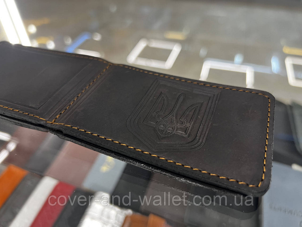 Маленькая кожаная обложка для прав и ID документов на четыре отдела Leather Коричневый Киев - изображение 4