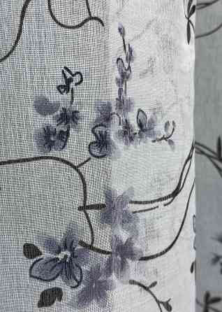 Тюль VR-Textil 1325т Flora Батист Білий с сине-черным принтом 300х265 см (42-1324) Киев