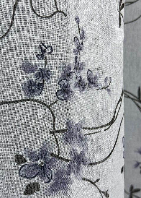 Тюль VR-Textil 1325т Flora Батист Білий с сине-черным принтом 300х265 см (42-1324) Киев - изображение 6
