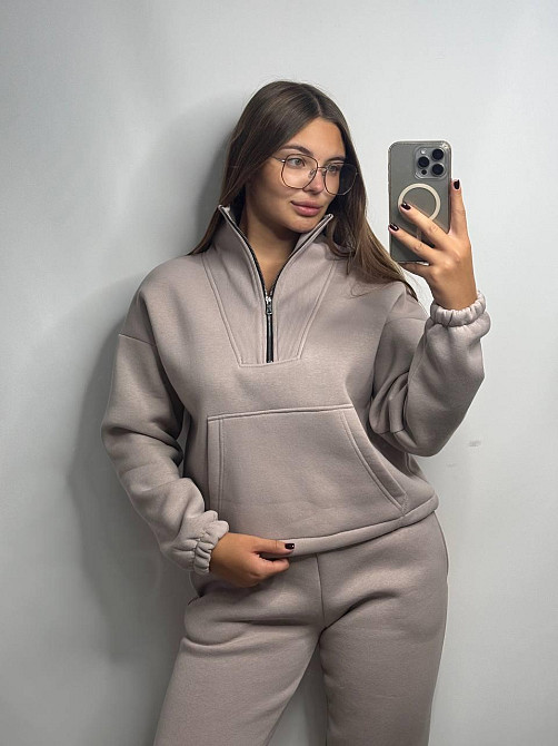 Флісовий спортивний костюм із блискавкою Капучино XL-2XL Харків - фото 1