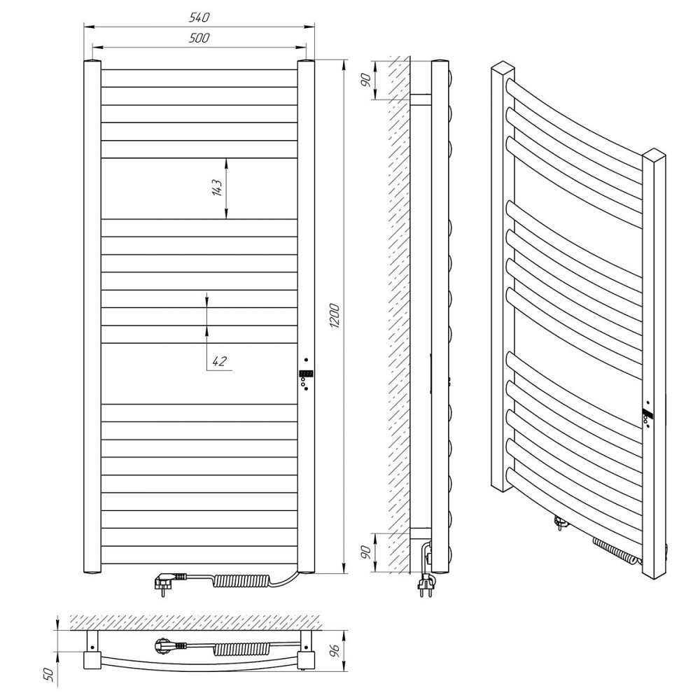 Електрична сушарка для рушників Laris Атлант Преміум П12 500Х1200 Е правое під'єднання. Київ - фото 6