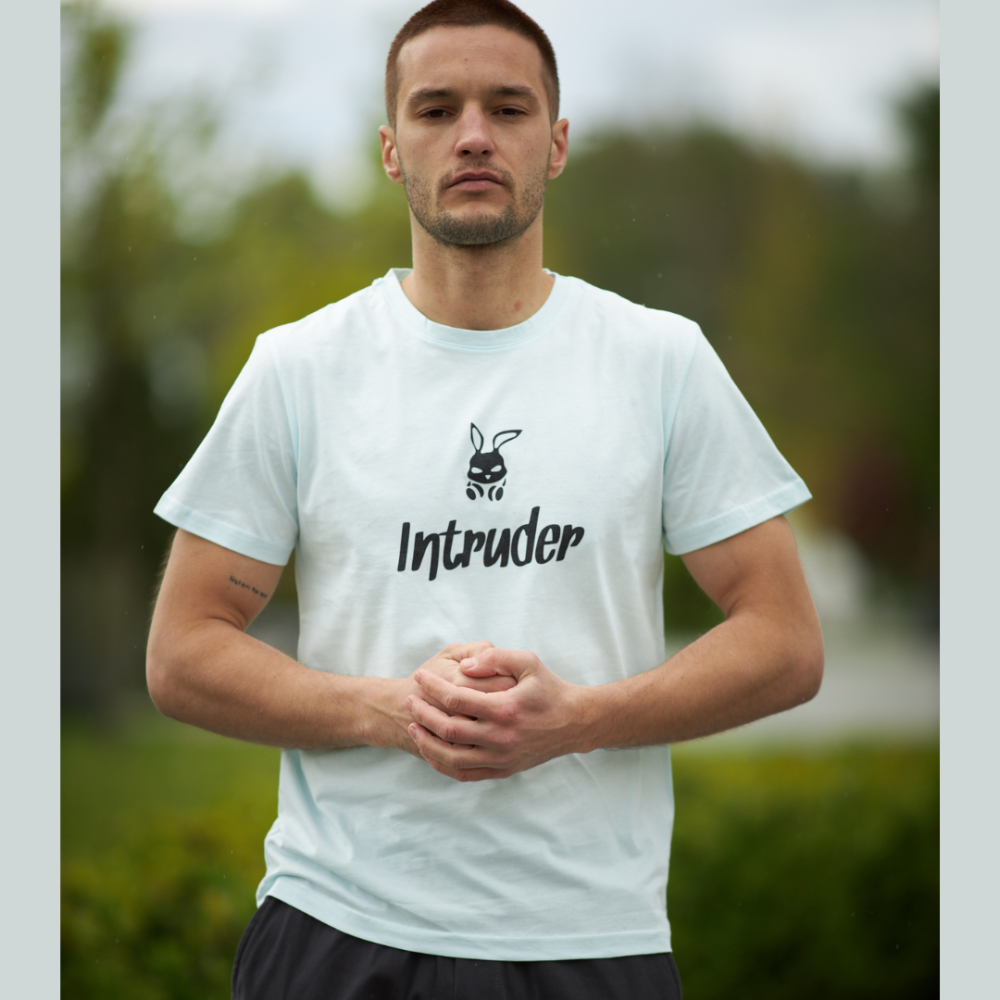 Чоловіча футболка Intruder Bunny бавовна c лого та написом класична однотонна Туреччина бірюзова Одеса - фото 1
