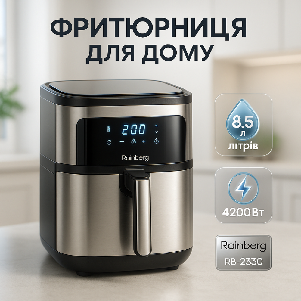 Фритюрниця для продуктів у фритюрі, Гриль аерогриль для дому, Сучасна мультипіч, Настільна фритюрниця UE-81 Львів - фото 9