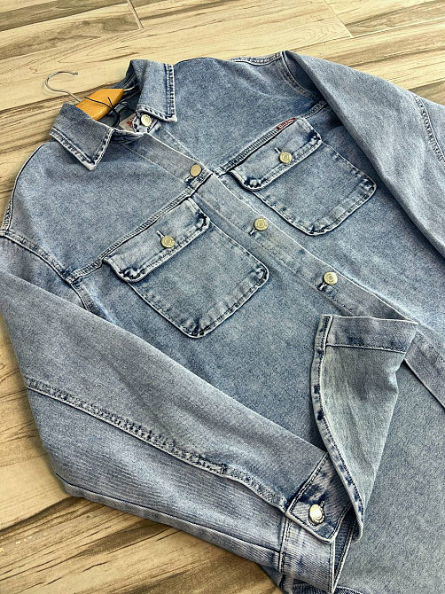 Сорочка жіноча Dicesil 2029 джинсова оверсайз широка накладені кишені блакитна, блакитний, XL Київ - фото 11