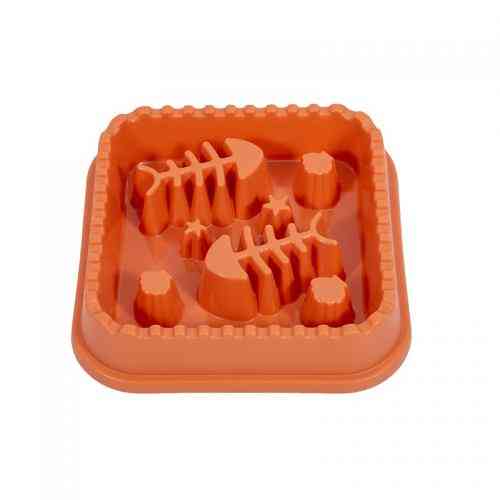 Миска WahoPet для кошек для медленного кормления с рыбками пластиковая оранжевая Киев