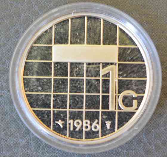 Монета 1 гульден. 1986 год, Нидерланды. (капсула) ПРУФ Полтава