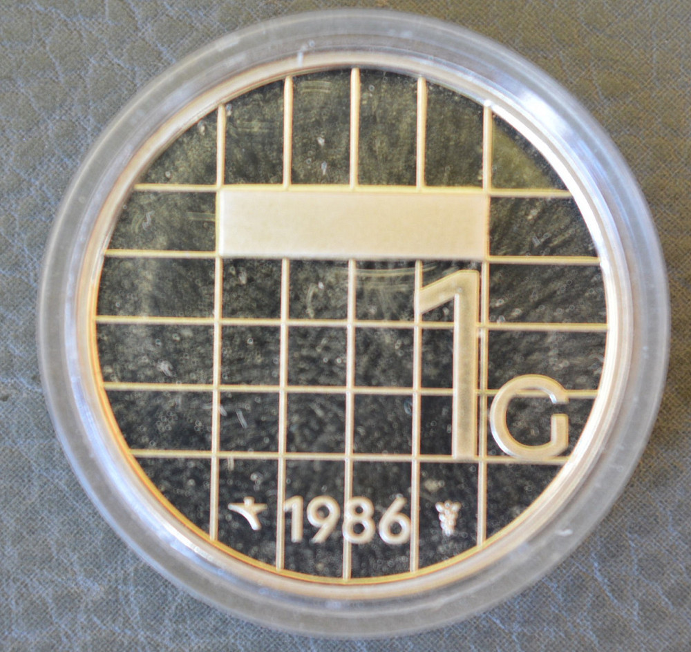 Монета 1 гульден. 1986 рік, Нідерланди. (капсула) ПРУФ Полтава - фото 1