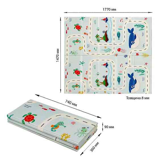 Детский складной коврик Океан с ростомером Киев