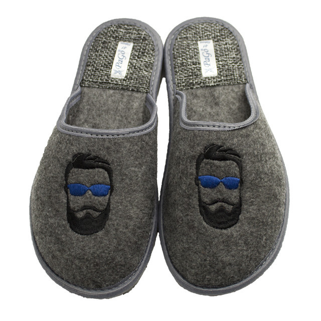 Тапочки домашні чоловічі Повсть PaGo закриті "Бородач Вишивка" сірий 42 Одесса - изображение 1