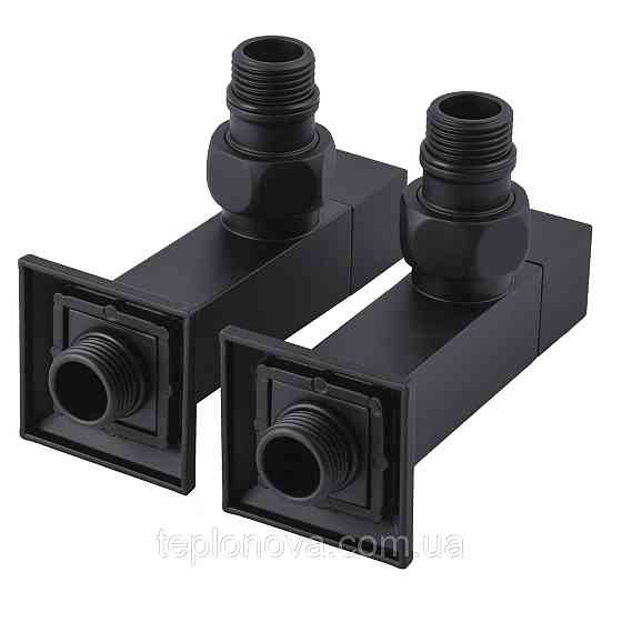 Набор Кран полуоборотный угловой с американкой SOLOMON LUX 1/2″ CUBE BLACK 8888 (1уп) Черновцы