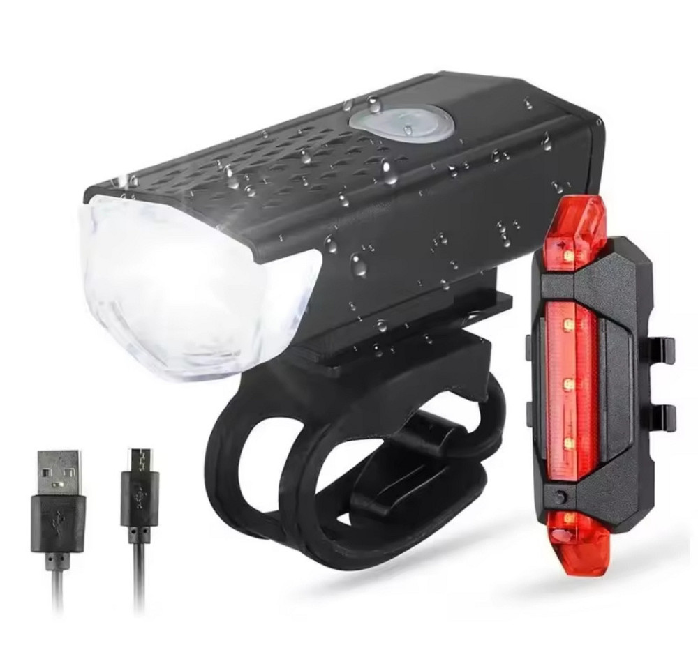 Набор светодиодный велосипедный LED фонарь и задний фонарь от USB с 7 см черный Киев - изображение 2