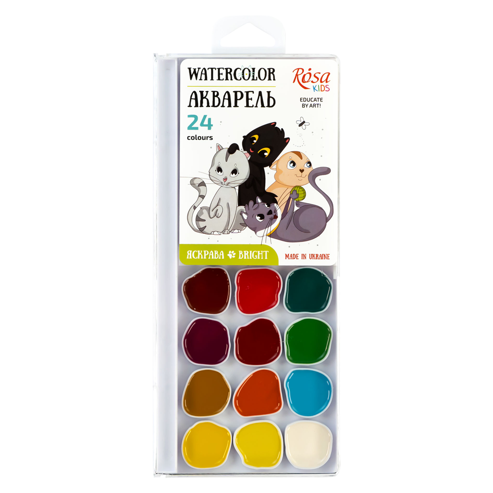 Набір акварельних фарб Cats 24 кол. б/пензлика ROSA Kids Київ - фото 1