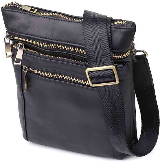 Повсякденна чоловіча сумка з натуральної шкіри Vintage 23037 Чорний Київ