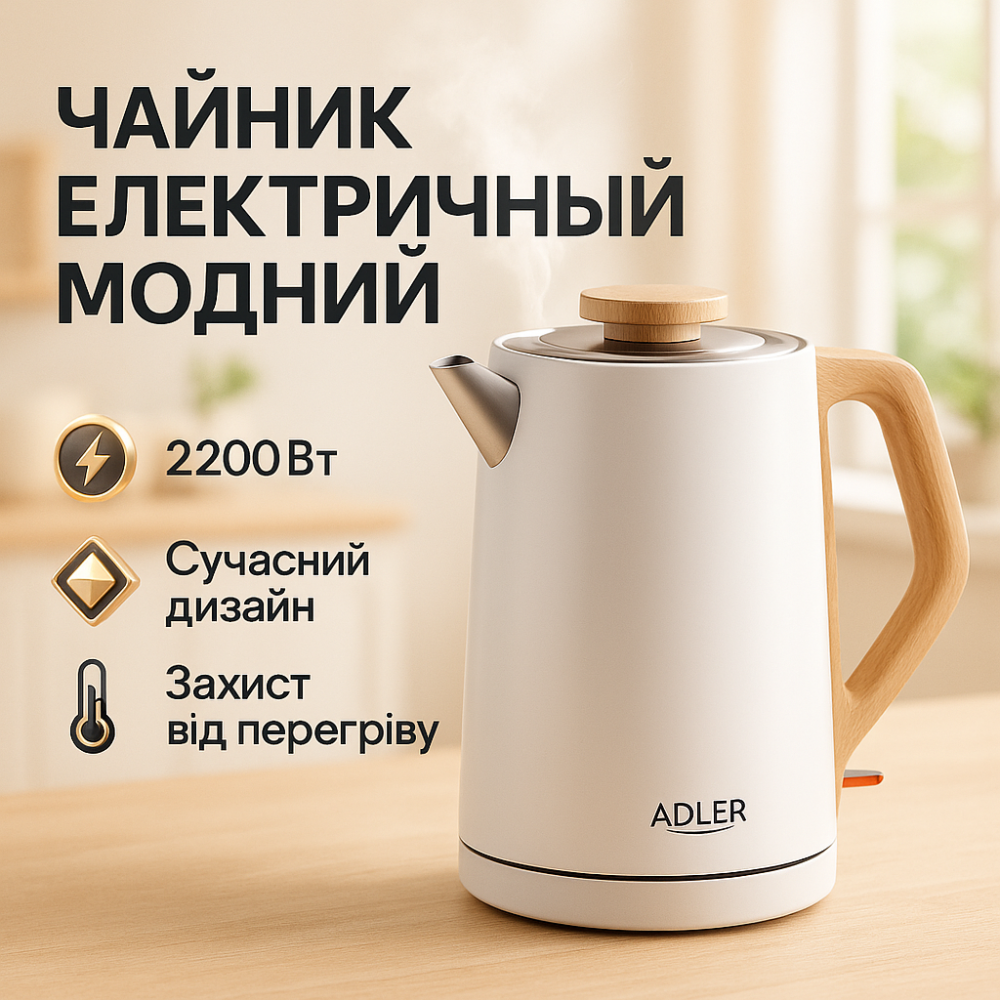 Мощный чайник электрический Adler, Изысканный электрочайник, Электрический чайник с автоотключением OE-44 Львов - изображение 7