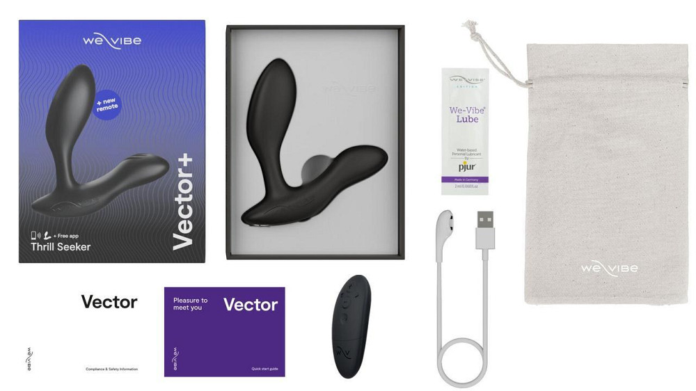 Смарт-вібромасажер простати We-Vibe Vector+ CHARCOAL BLACK, пульт ДК, регульований кут нахилу Sex Aura Київ - фото 6