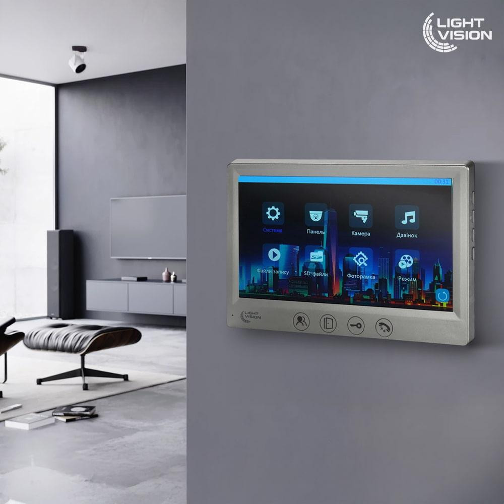 Комплект відеодомофона Light Vision з відеокамерою: домофон 7" AMSTERDAM FHD Grey, відеопанель 2Mp RIO FHD Grey, MHD-відеокамера Київ - фото 14