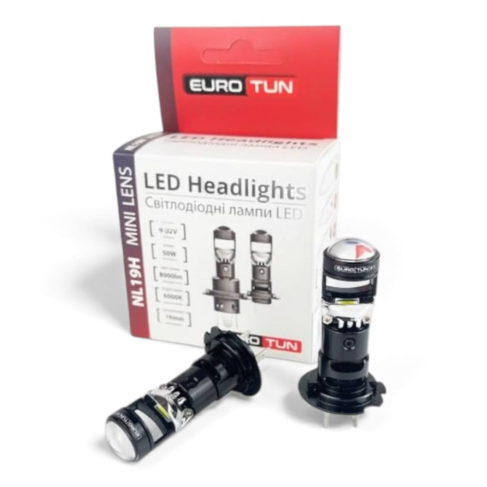 Світлодіодні LED лампи EuroTun Mini Lens H7 50W 6000K 8000lm CANBUS (NL19H) Чортків - фото 1