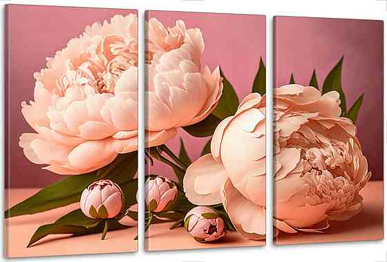 Модульна картина у вітальню/ спальню    Півонії       ART-140_3A 70х130 см Київ
