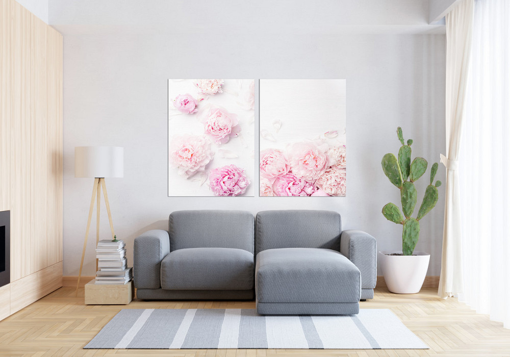 Модульная картина в гостиную / спальню  Ніжні піони  TLV-2_047 70x102 см Киев - изображение 2