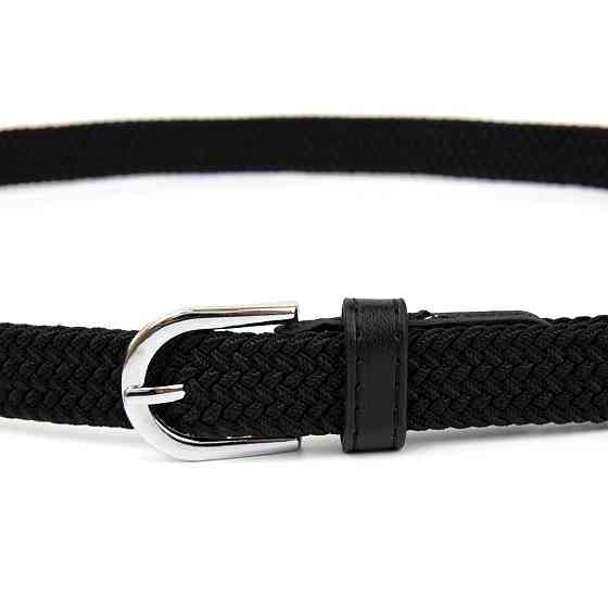 Текстильный тонкий женский ремень классика Vintage 20544 Черный Киев