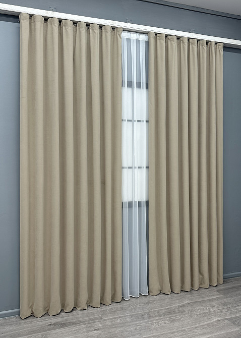 Комплект готових штор VR-Textil Мікровелюр Petek № 1488ш Бежевий 150х290 см 2 шт (33-0367) Київ - фото 12
