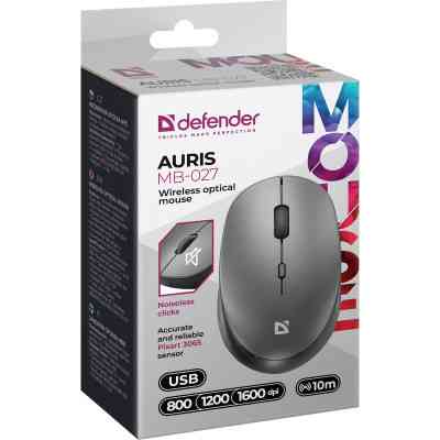 Мишка Defender Auris MB-027 Silent Wireless Grey (52029) Вінниця