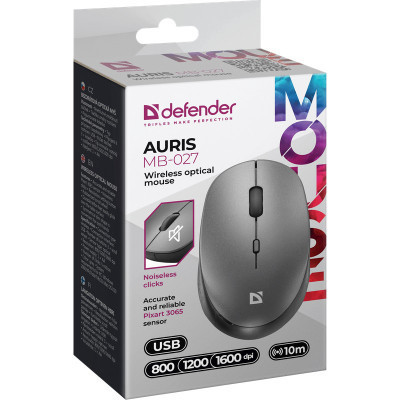 Мишка Defender Auris MB-027 Silent Wireless Grey (52029) Вінниця - фото 5