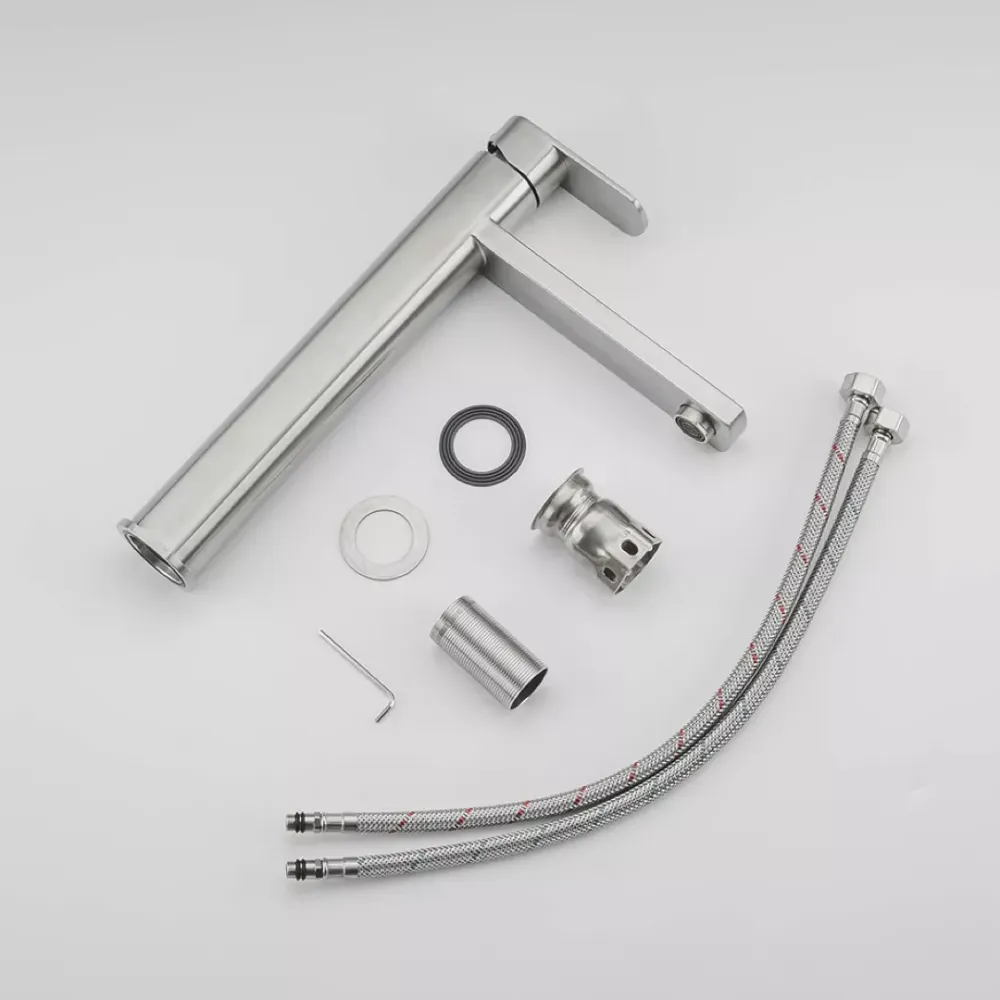 Смеситель для умывальника Frap F10805-2 высокий, сатин Киев - изображение 4