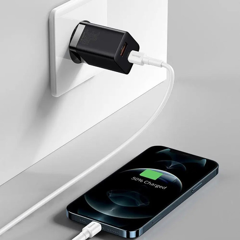 Сетевое зарядное устройство для Baseus Super Si Pro Quick Charger Type-C+USB 30W черный Львов - изображение 10