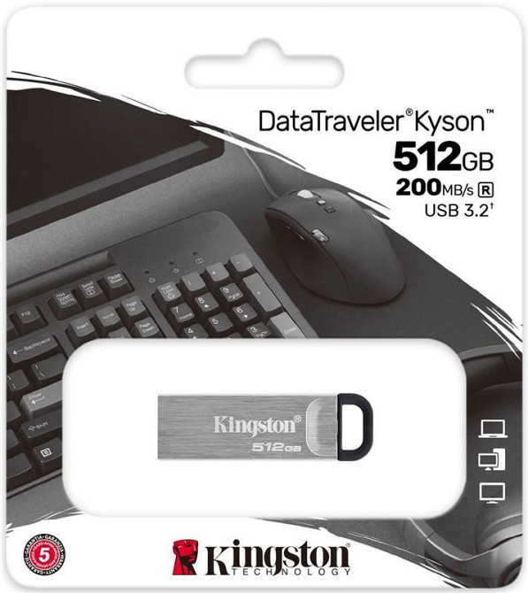 Флешнакопичувач USB3.2 512 GB Kingston DataTraveler Kyson Silver/Black (DTKN/512GB) Метал Харків - фото 4