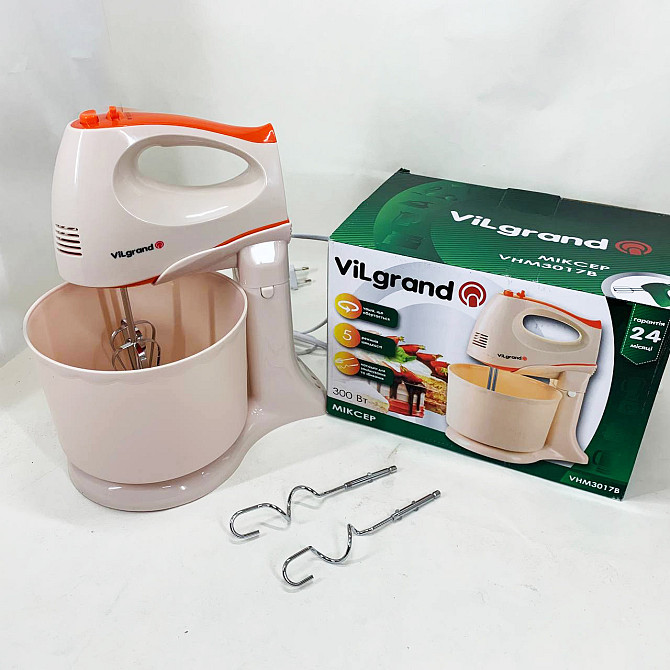 Хороший побутовий тістоміс ViLgrand VHM3017B 300 Вт, Міксер для приготування тіста та кремів CA-97 Київ - фото 4