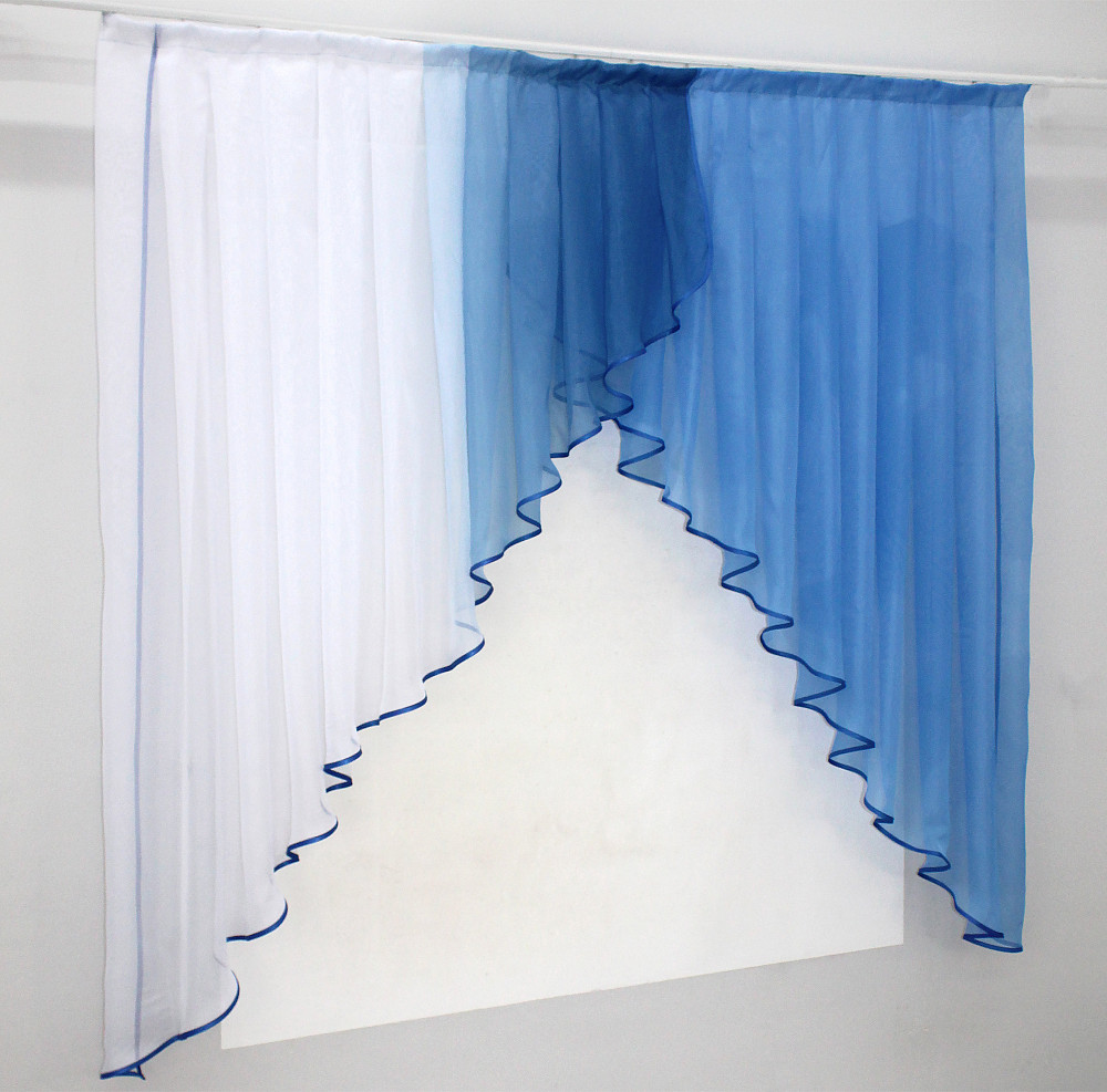 Кухонная занавеска VR-Textil № 023к белый с синим 150х150 см (59-722) Киев - изображение 2