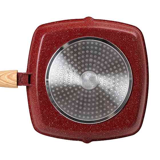 Алюмінієва сковорода-гриль 28 см зі скляною кришкою Square Red MGC HP-4-462R Київ