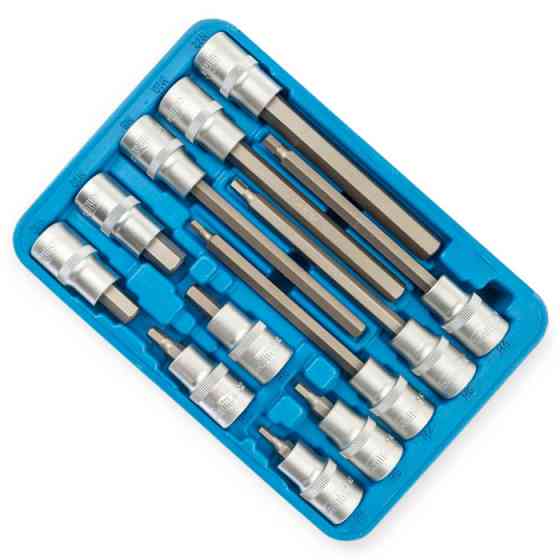 Набір головок-вставок HEX шестигранних 1/2" 12 шт 4, 5, 6, 8, 10, 12мм довжиною 55, 140мм (футляр) Мукачево