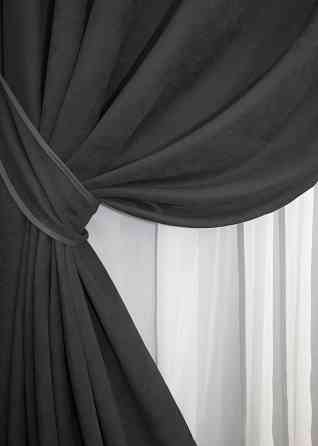 Комплект штор на люверсах VR-Textil Микровелюр Petek № 1495ш 150х270 см 2 шт Темно-серый (37-0213) Киев