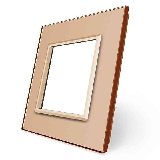 Рамка 1-постова LIVOLO, загартоване скло, золота, 80×80 мм (VL-P7E-2A) Коломия