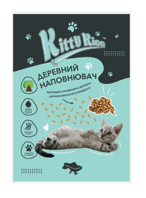 Древесный наполнитель Кити Кис Kitty Kiss Темный для кошек, 15 кг Винница - изображение 1