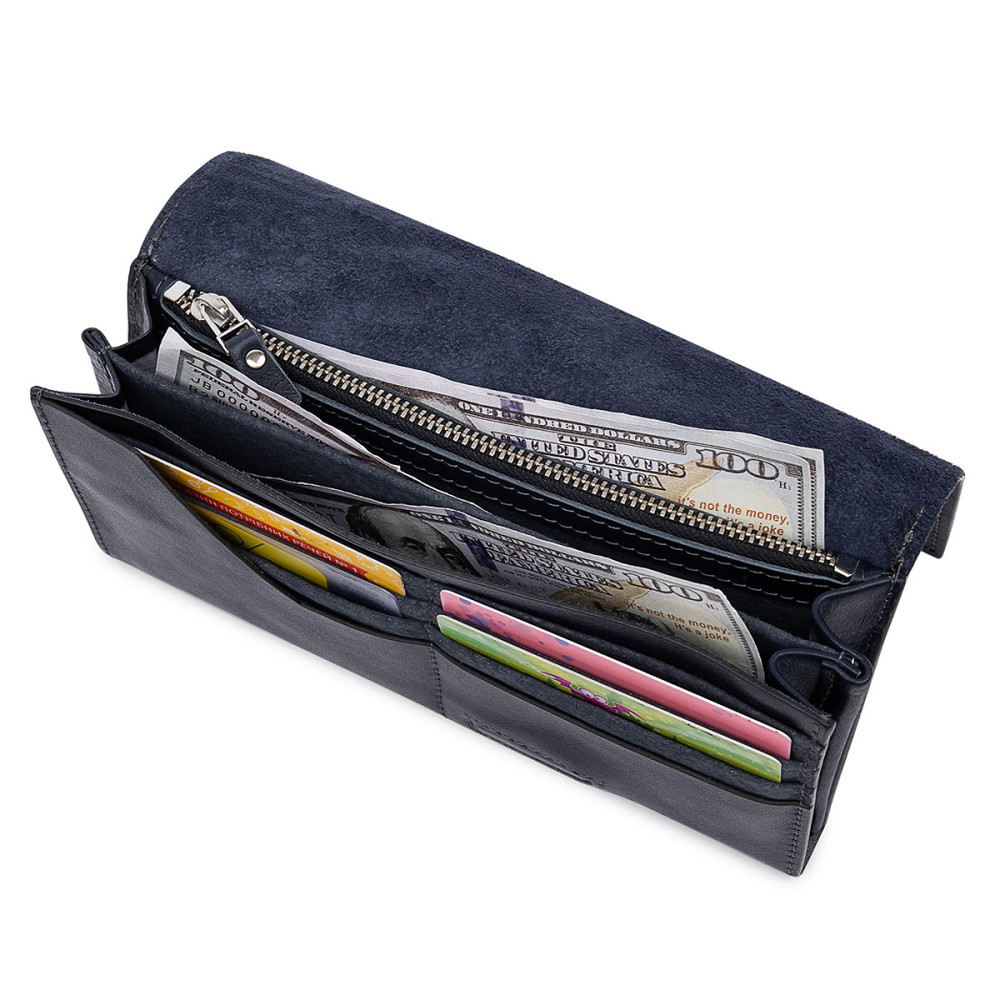 Горизонтальное стильное портмоне унисекс Синий (GRANDE PELLE) Киев - изображение 10