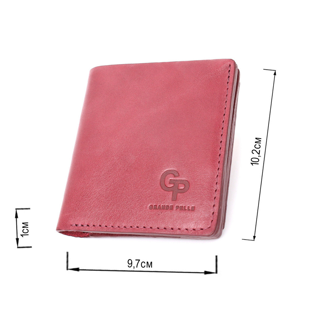 Компактное портмоне из натуральной кожи GRANDE PELLE 16798 Бордовый Киев - изображение 3