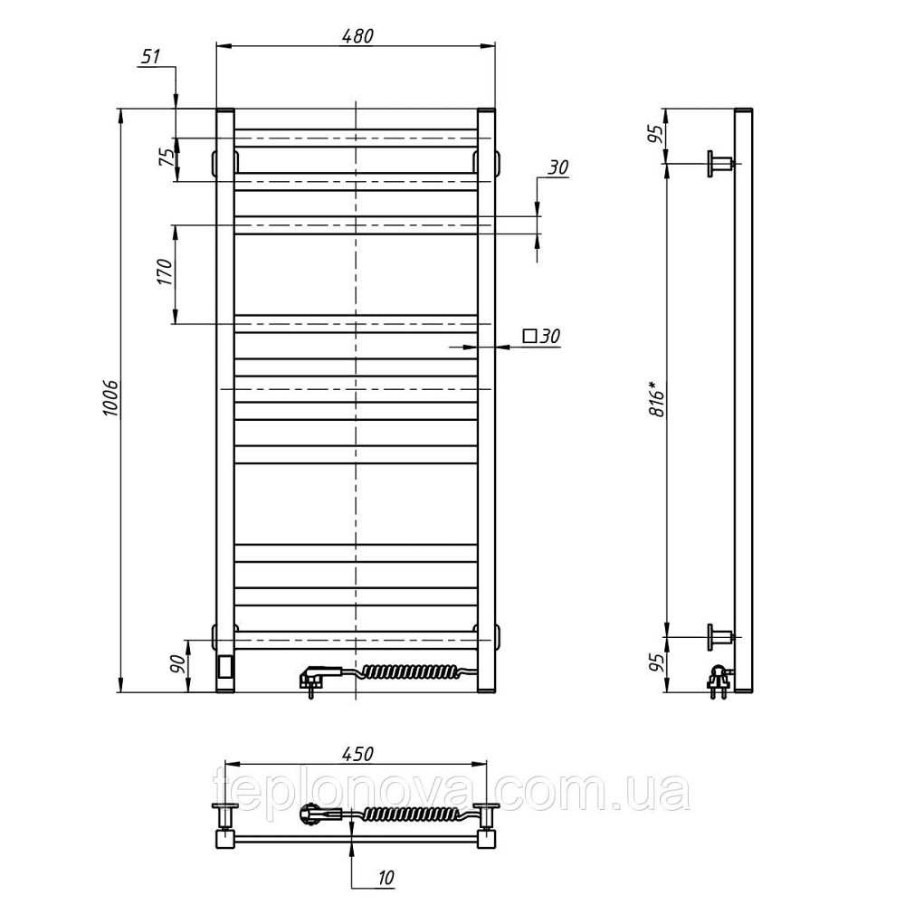 Полотенцесушитель Авангард 480х1000 Sensor правый с таймером, белый Черновцы - изображение 6