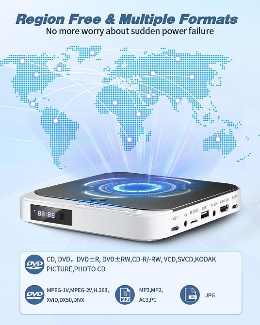 Уценка! Многоформатный 1080P 110-240V mini DVD-плеер Desobry Днепр - изображение 8