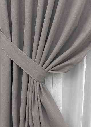 Комплект штор VR-Textil 100% блекаут ASHEN NIGHT 150х270 2шт і Тюль 400х270 1850ш-1153т бежево-сірий з білим 71-091/3 Київ