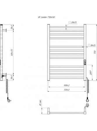 Електрична рушникосушка HF London 770х530 TR K чорна матова Київ