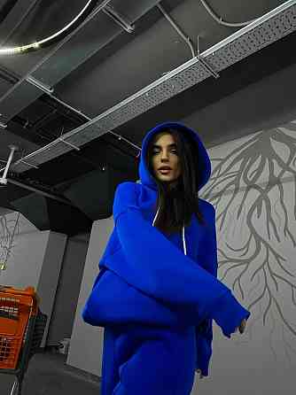 Женский утепленный костюм двойка: худи и штаны турецкая трехнить на флисе Электрик, 44/46 Одесса