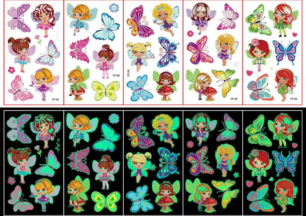 Детские временные тату переводные - Феи, флуоресцентные тату для детей, светящиеся водостойкие тату, Киев - изображение 1