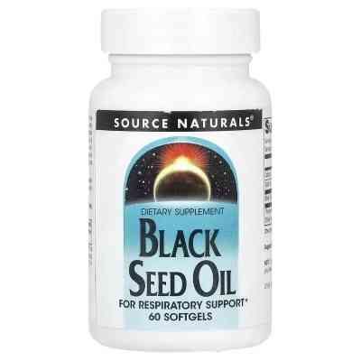 Трави Source Naturals Олія чорного кмину, Black Seed Oil, 60 гелевих капсул (SNS-02756) Вінниця
