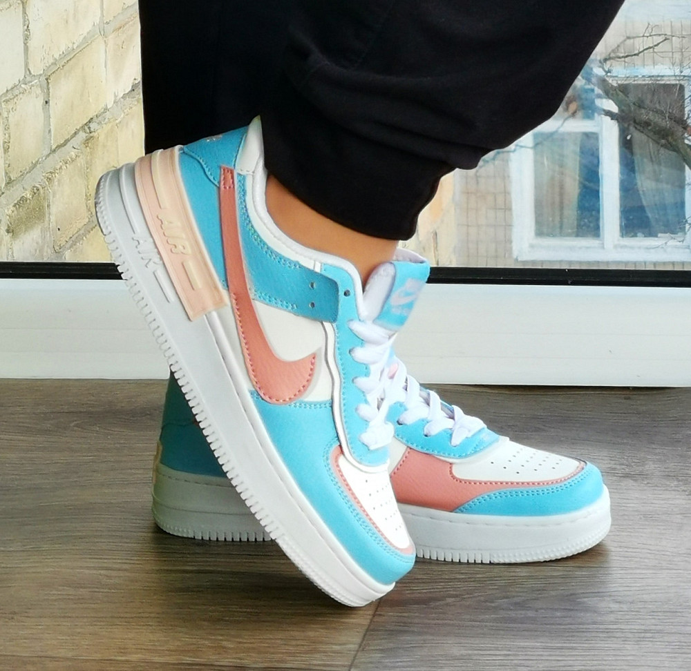 Кросівки Nike Force Білі Жіночі Шкіряні Форси Блакитні Найк (розміри: 36,37,38,39,40,41) - 9 Відео Огляд Дніпро - фото 8